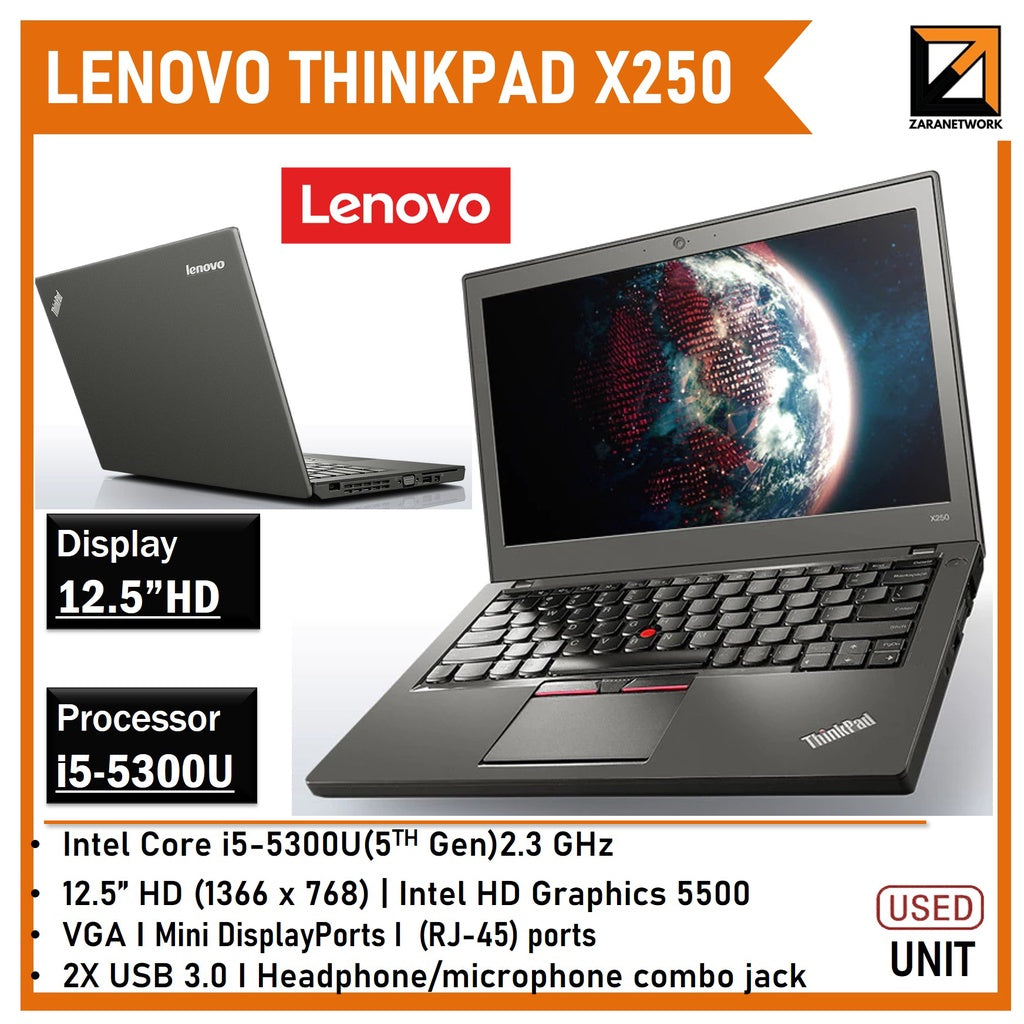 LENOVO THINKPAD X250 CORE i7-5TH GEN 12.5 INCH FHD DISPLAY