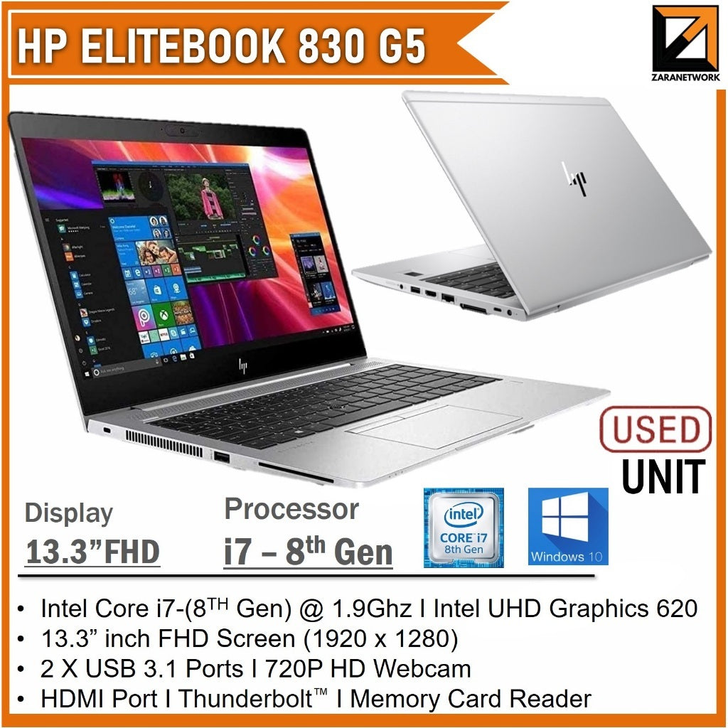 HP ELITEBOOK 830 G5 CORE i7-8th GEN 13.3 FHD SCREEN DISPLAY