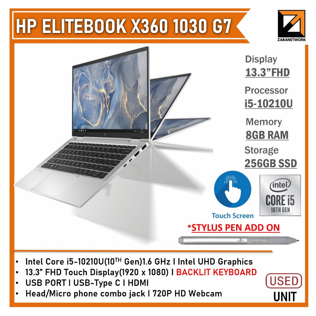 HP ELITEBOOK X360 1030 G7 i5-10210U (10TH GEN)13.3 FHD TOUCHSCREEN