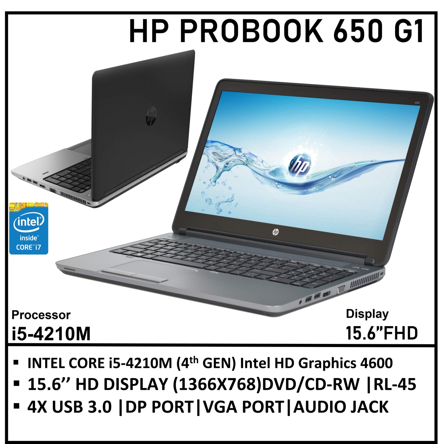 HP ProBook 650 G1 i7-4600M (4TH GEN)15.6 HD DISPLAY
