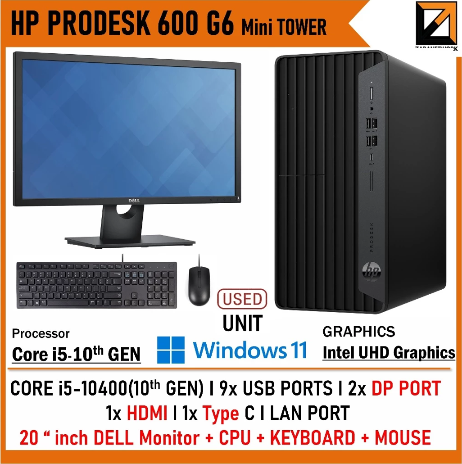 HP ProDesk 600 G6 MT Business DESKTOP CPU Core i5 (10TH GEN) UP TO 64GB / 1TB SSD WIN 11