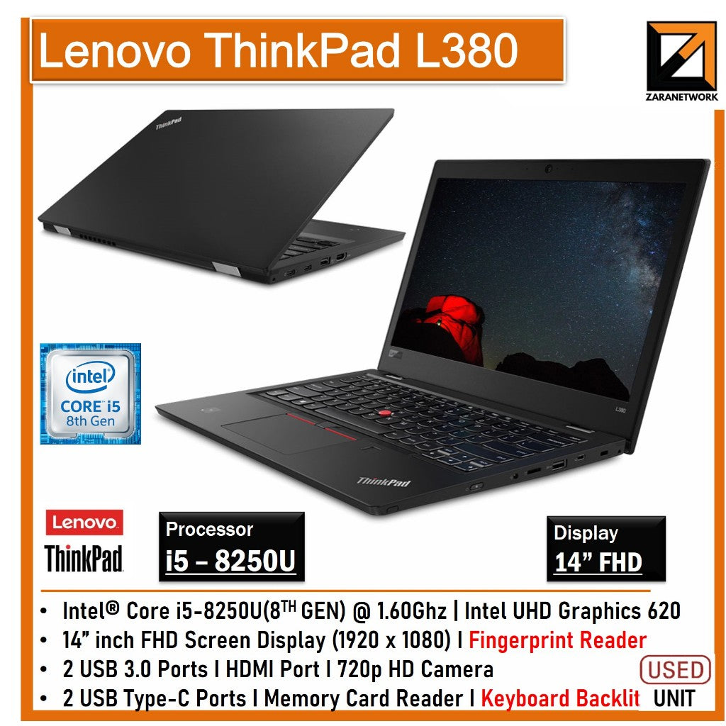 LENOVO THINKPAD L380 i5-8250U (8TH GEN) 14 FHD SCREEN DISPLAY
