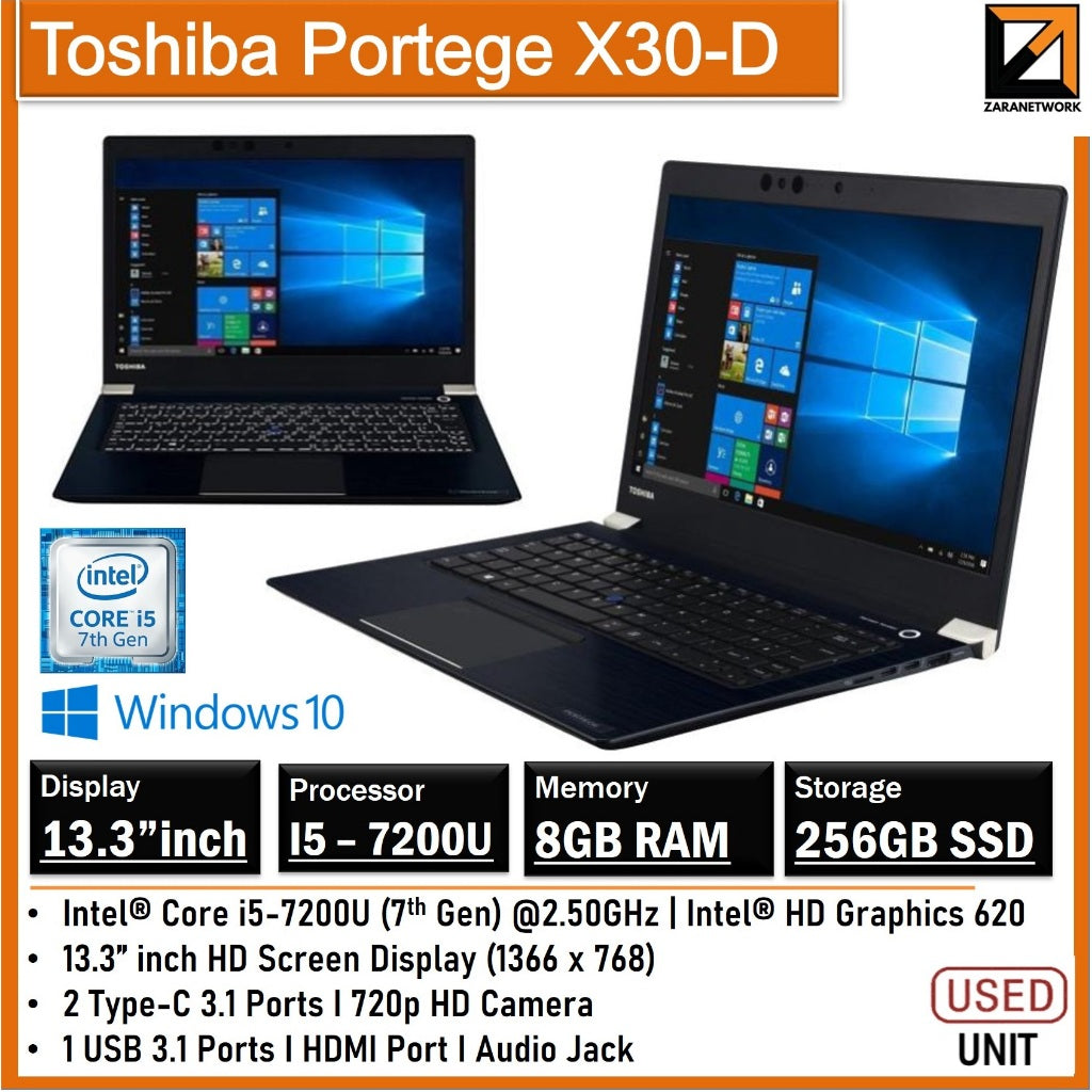 Toshiba Portégé X20W-D - Intel Core i5-7200U - 8GB RAM - 240GB SSD Toshiba Portégé X20W-D - Intel Core i5-7200U - 8GB RAM - 240GB SSD