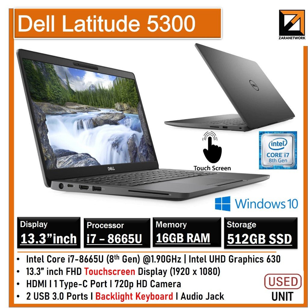 DELL LATITUDE 5300 CORE i7-8665U(8GEN) UPTO 16GB RAM –