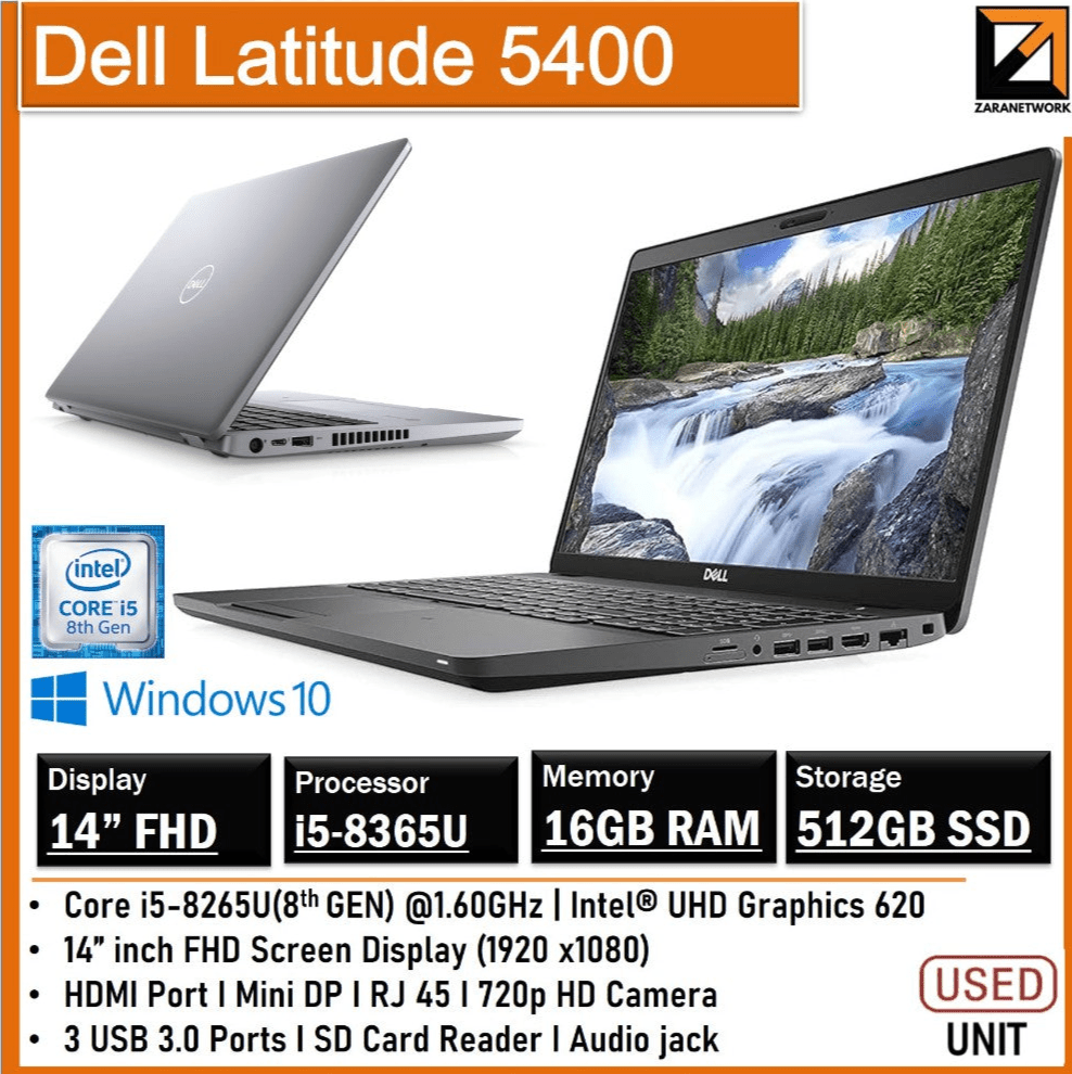 DELL LATITUDE 5400 CORE i5-8365 (8TH GEN) 14 FHD SCREEN UPTO 16GB