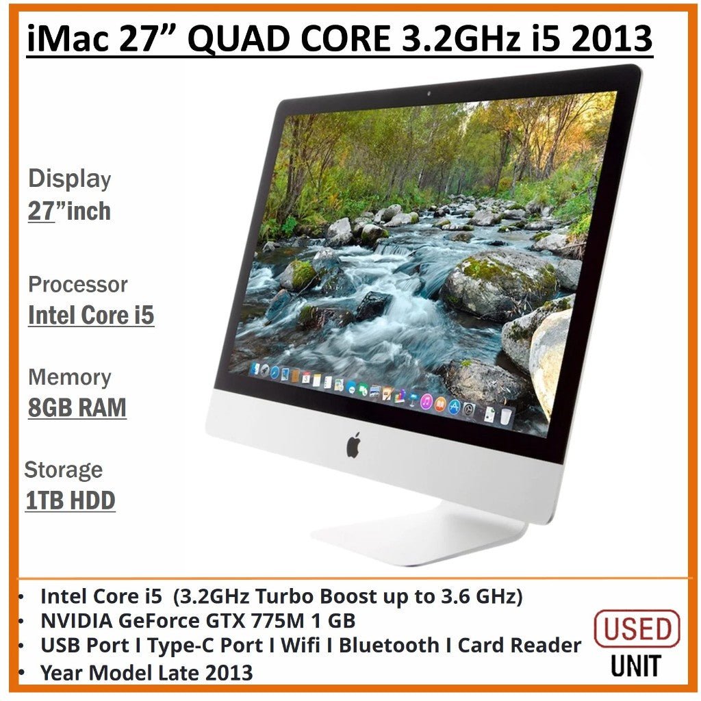 iMac 27 QUAD CORE i5 8GB RAM/1TB HDD 27INCH DISPLAY YEAR 2013