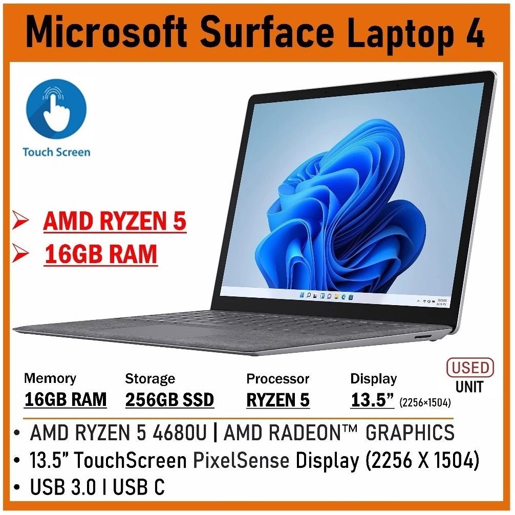 MICROSOFT SURFACE LAPTOP 4 i7-11GEN 16GB RAM 512GB SSD 13.5 FHD TOUCHSCREEN WINDOW 11PRO - Zaranet.my