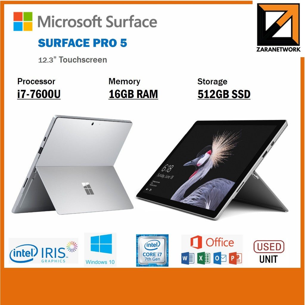 MICROSOFT SURFACE PRO 5 CORE i77TH GEN 12.3''TOUCHSCREEN