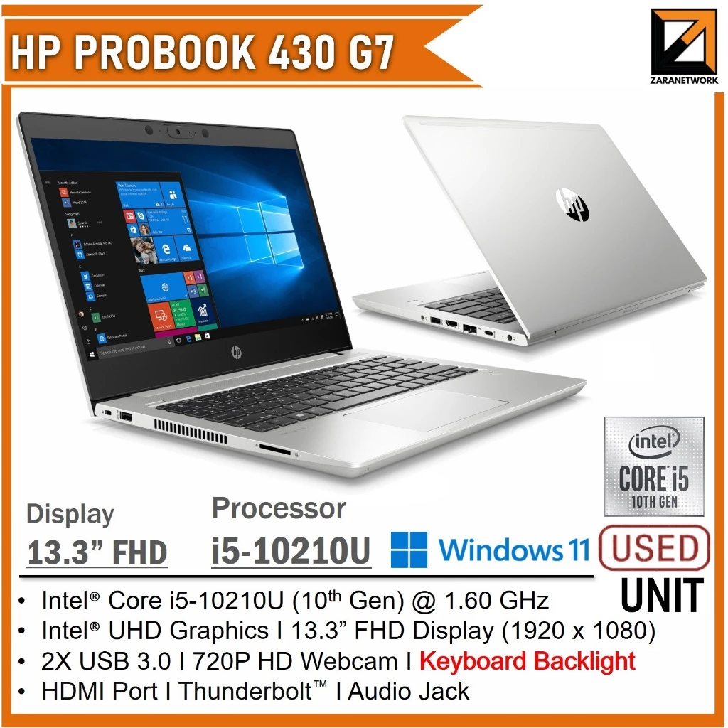 HP PROBOOK 430 G7 CORE i5 10th GEN (1 YEAR WARRANTY T&C) 14
