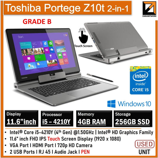 TOSHIBA PORTEGE Z10T 2-IN 1 CORE i5-4210Y (4TH GEN) 11.6 FHD TOUCHSCREEN(1920X1080)