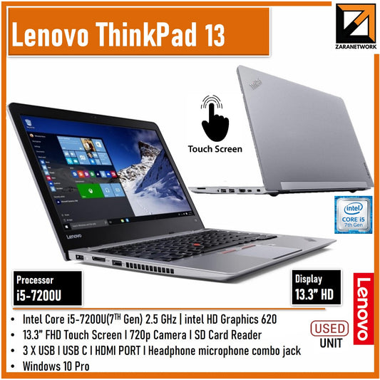 LENOVO THINKPAD 13 CORE i5-7200U (7TH GEN) 13.3 HD TOUCH SCREEN