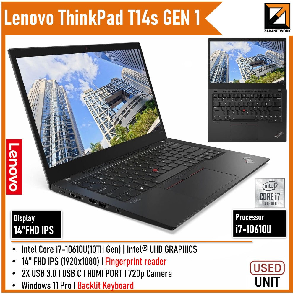 LENOVO THINKPAD T14S GEN 1 CORE i7-10th GEN 14 FHD SCREEN DISPLAY