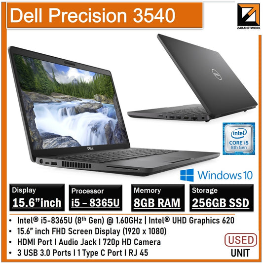 DELL PRECISION 3540  CORE i5-8365U (8TH GEN) WIN 10 PRO