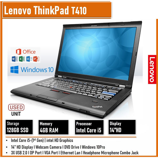 LENOVO THINKPAD T410 INTEL CORE i5 14''HD SCREEN DISPLAY