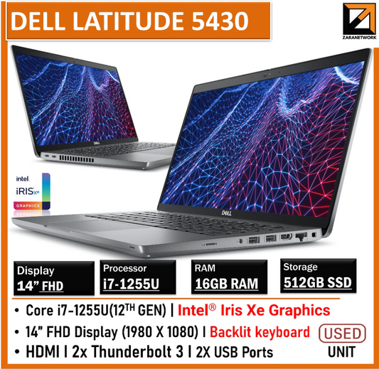 DELL Latitude 5430 (1 YEAR WARRANTY T&C ) Intel Core i7-1255U | UPTO 32GB RAM | Win 11 PRO
