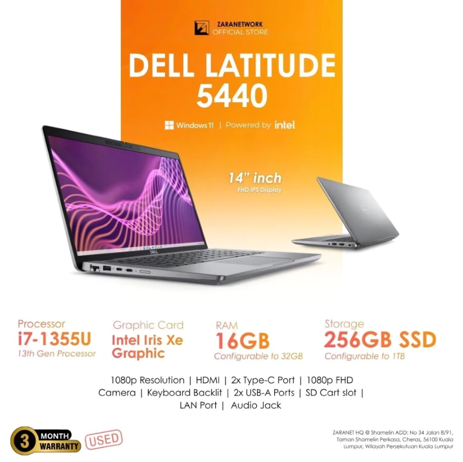 DELL Latitude 5440 (1 YEAR WARRANTY T&C ) Intel Core i7-1355U | UPTO 32GB RAM | Win 11 PRO