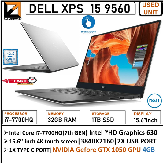 DELL XPS 15 9560  i7-7700HQ(7TH GEN) 32GB RAM/1TB SSD