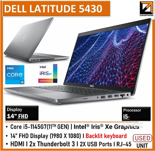 DELL Latitude 5430 (1 YEAR WARRANTY T&C ) Intel Core i5-1145G7 | UPTO 16GB RAM | Win 11 PRO