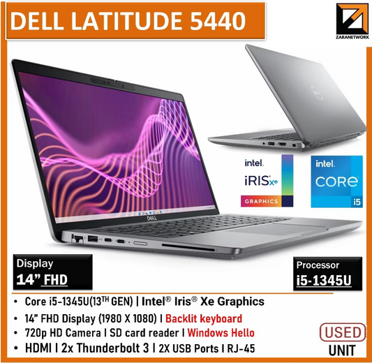DELL Latitude 5440 (1 YEAR WARRANTY T&C ) Intel Core i5-1345U | UPTO 16GB RAM | Win 11 PRO