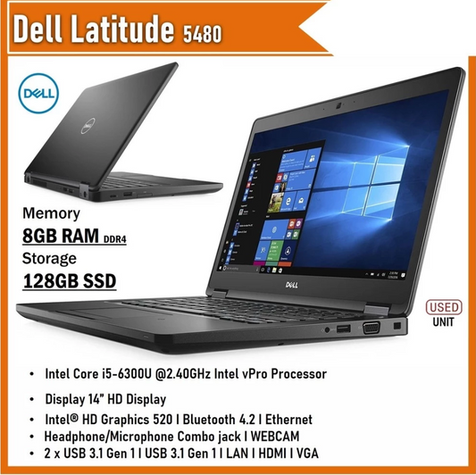 DELL Latitude 5480 (1 YEAR WARRANTY T&C ) Intel Core i5-6300U | UPTO 16GB RAM | Win 10