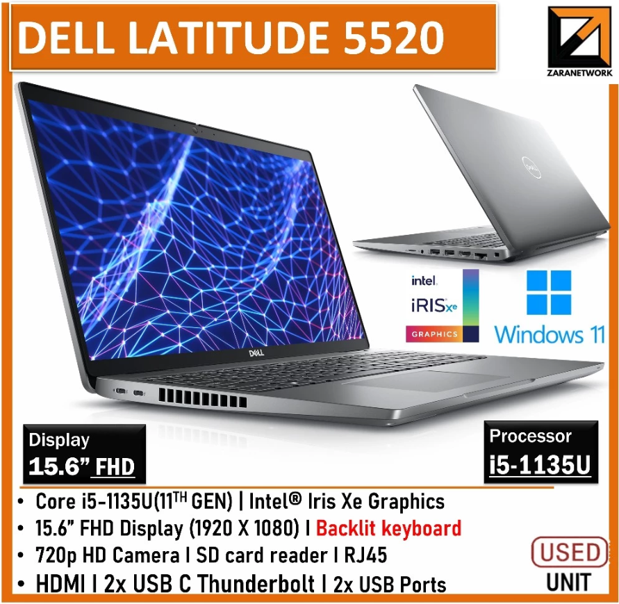 DELL Latitude 5520 (1 YEAR WARRANTY T&C ) Intel Core i5-1135U | UPTO 16GB RAM | Win 11 PRO
