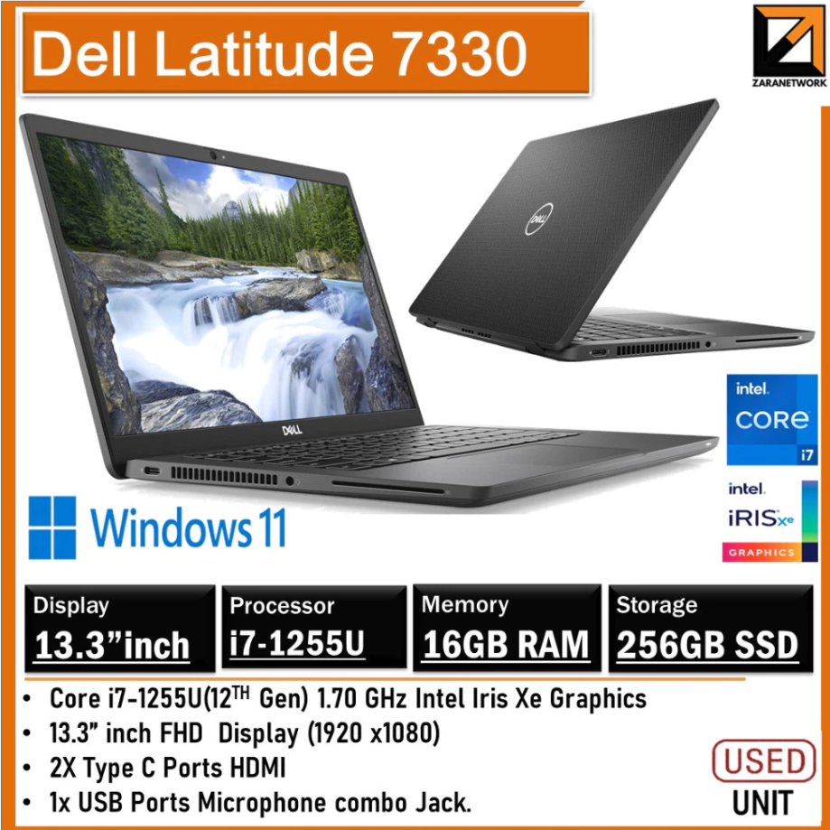 DELL Latitude 7330 (1 YEAR WARRANTY T&C ) Intel Core i7-1255U | UPTO 16GB RAM | Win 11 PRO