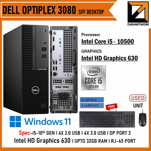 Dell OPTIPLEX 3080 SFF PC Core i5 (10th GEN) UPTO 32GB RAM WIN 11 PRO
