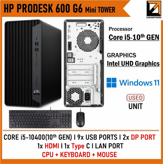 HP ProDesk 600 G6 MT Business DESKTOP CPU Core i5 (10TH GEN) UP TO 64GB / 1TB SSD WIN 11
