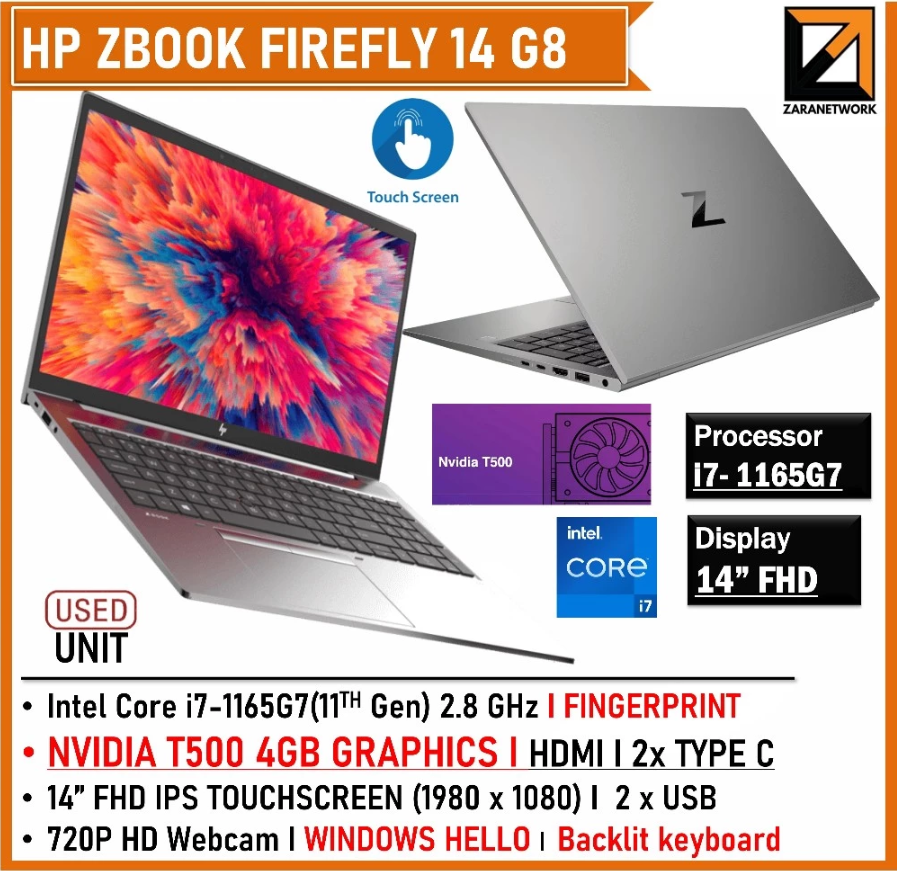 HP ZBOOK FIREFLY 14 G8 Workstation (1 YEAR WARRANTY T&C)14" inch FHD TOUCH DISPLAY Core i7 11th Gen UPTO 32GB RAM WIN 11 PRO