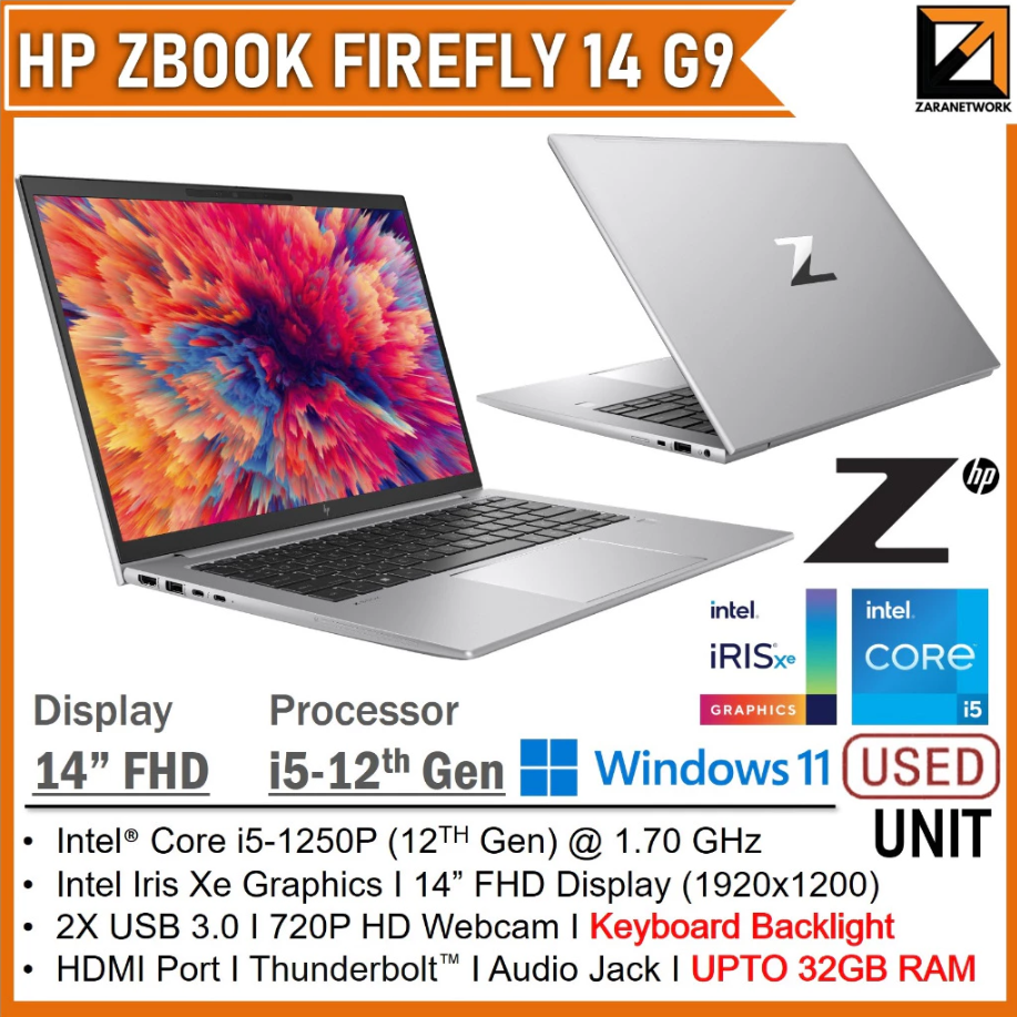 HP ZBOOK FIREFLY 14 G9 Workstation (1 YEAR WARRANTY T&C)14" inch FHD Core i5 12th Gen UPTO 32GB RAM