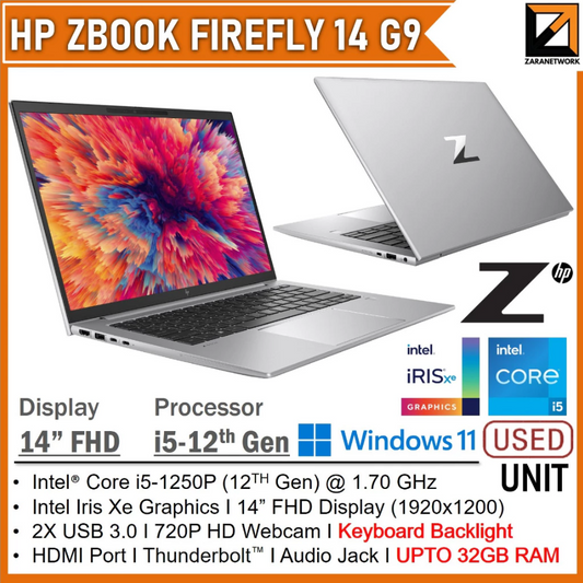HP ZBOOK FIREFLY 14 G9 Workstation (1 YEAR WARRANTY T&C)14" inch FHD Core i5 12th Gen UPTO 32GB RAM