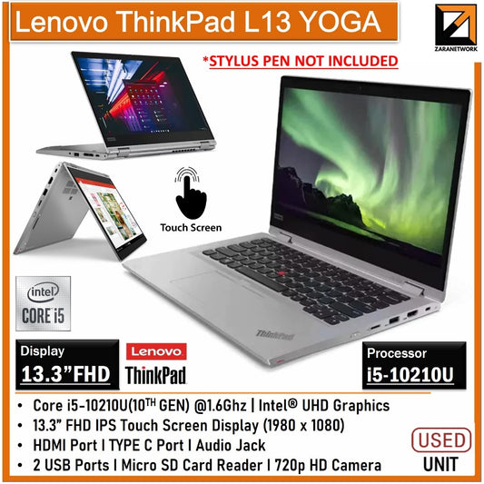 LENOVO THINKPAD L13 YOGA CORE i5-1021U (10TH GEN) 13.3 FHD TOUCHSCREEN