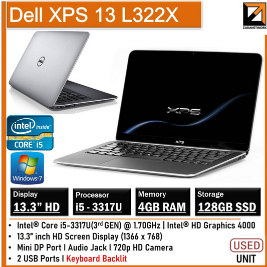 DELL XPS-13 L322X CORE i5-3317U(3RD GEN)WIN 7