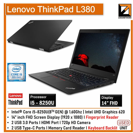 LENOVO THINKPAD L380 i5-8250U (8TH GEN) 14 FHD SCREEN DISPLAY