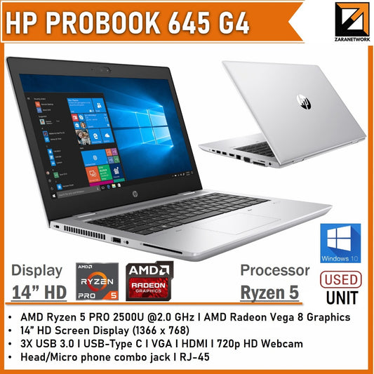 HP PROBOOK 645 G4  (RYZEN 5) 14'' HD SCREEN DISPLAY