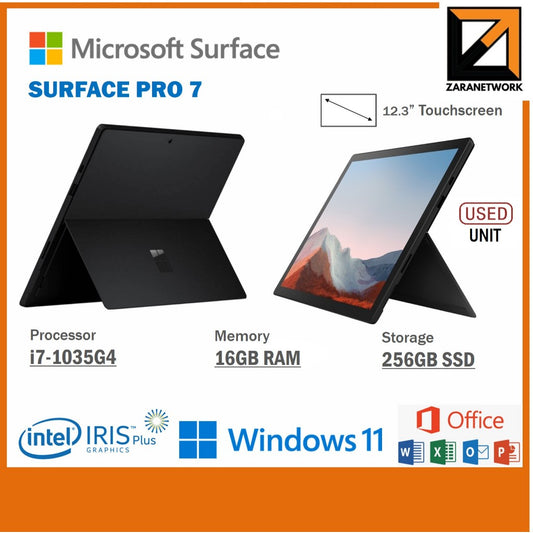 MICROSOFT SURFACE PRO 7 CORE i7-10TH GEN 12.3 TOUCHSCREEN