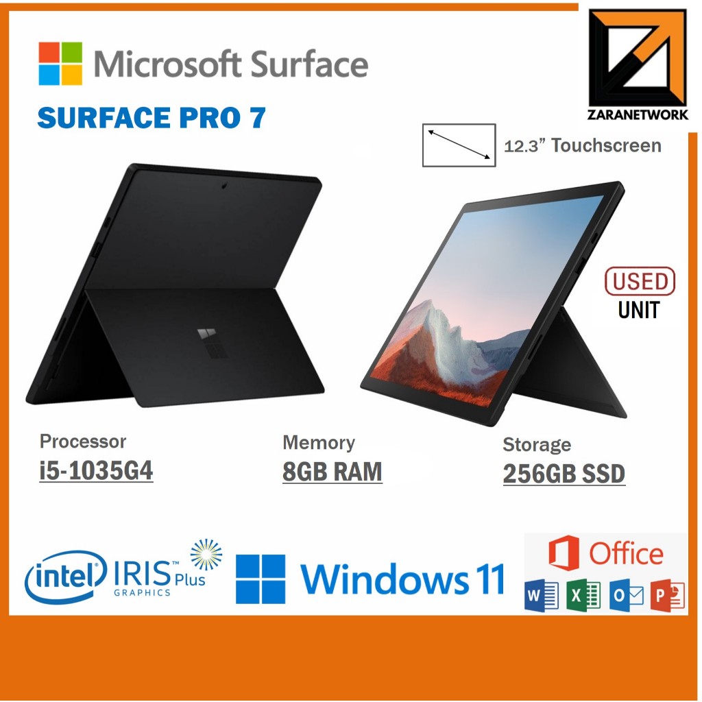 MICROSOFT SURFACE PRO 7 CORE i7-10TH GEN 12.3 TOUCHSCREEN
