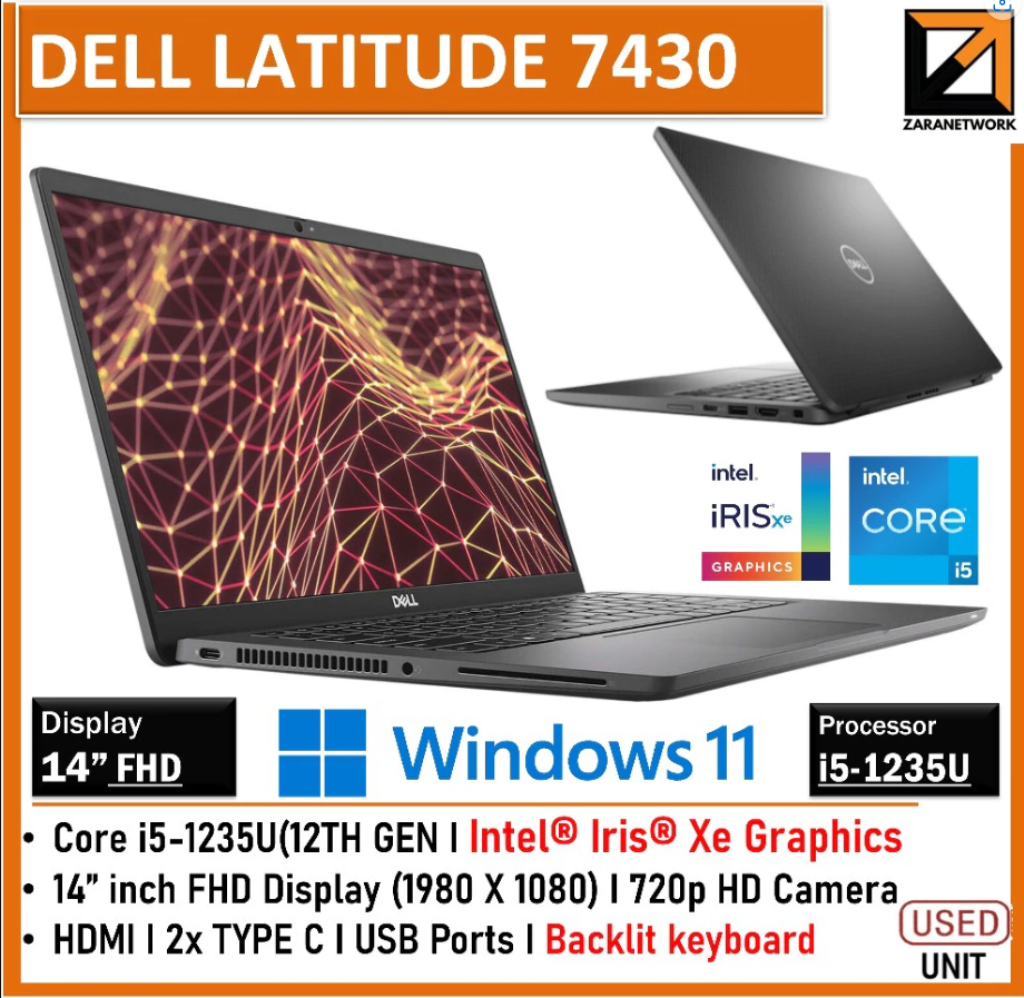 [1 YEAR WARRANTY] Dell Latitude 7430 Business Laptop | 14" FHD i5-1235U | 16GB RAM | Win11 Pro