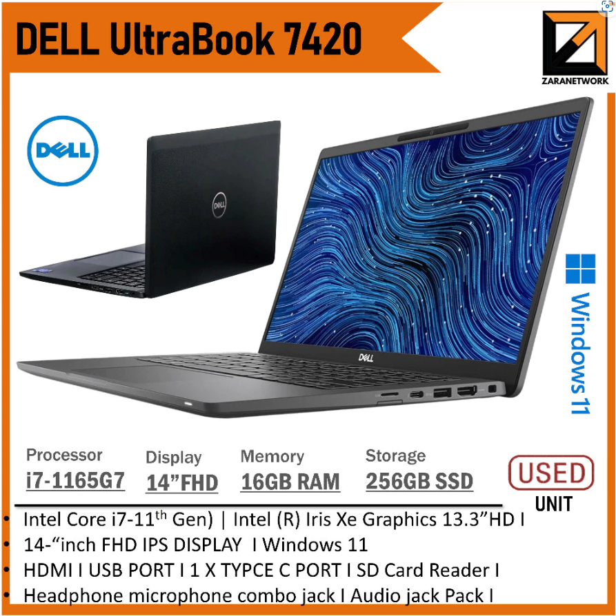 DELL UltraBook 7420 14"inch Business Laptop Core i7-11th GEN 16GB RAM Win 11 1 YERAR WARRANTY (T&C)