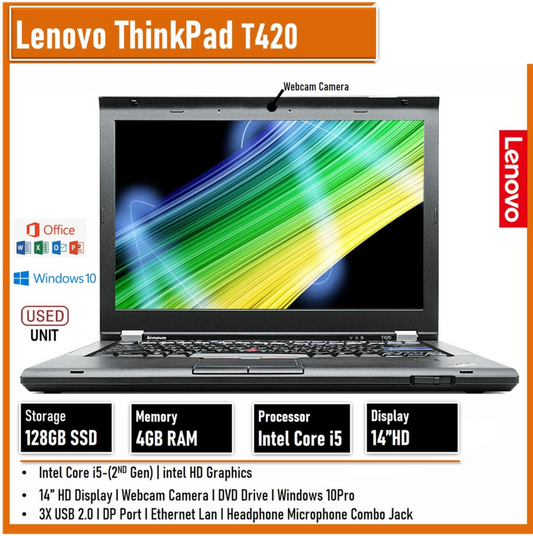 LENOVO THINKPAD T420 INTEL CORE i5 14''HD SCREEN DISPLAY