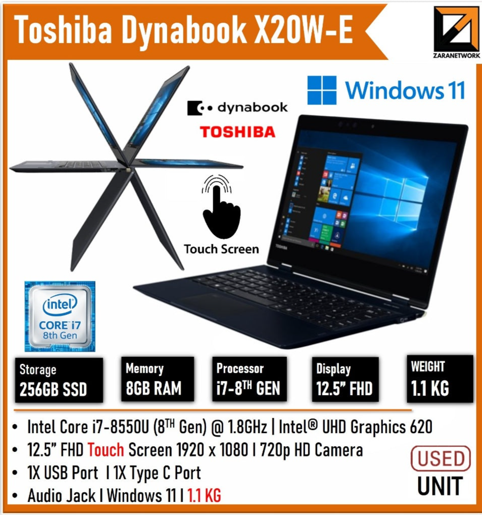 TOSHIBA DYNABOOK X20W-E 12.5''FHD TOUCHSCREEN(1920X1080) CORE i7-8TH GEN