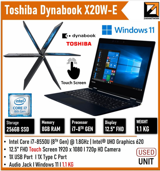TOSHIBA DYNABOOK X20W-E 12.5''FHD TOUCHSCREEN(1920X1080) CORE i7-8TH GEN
