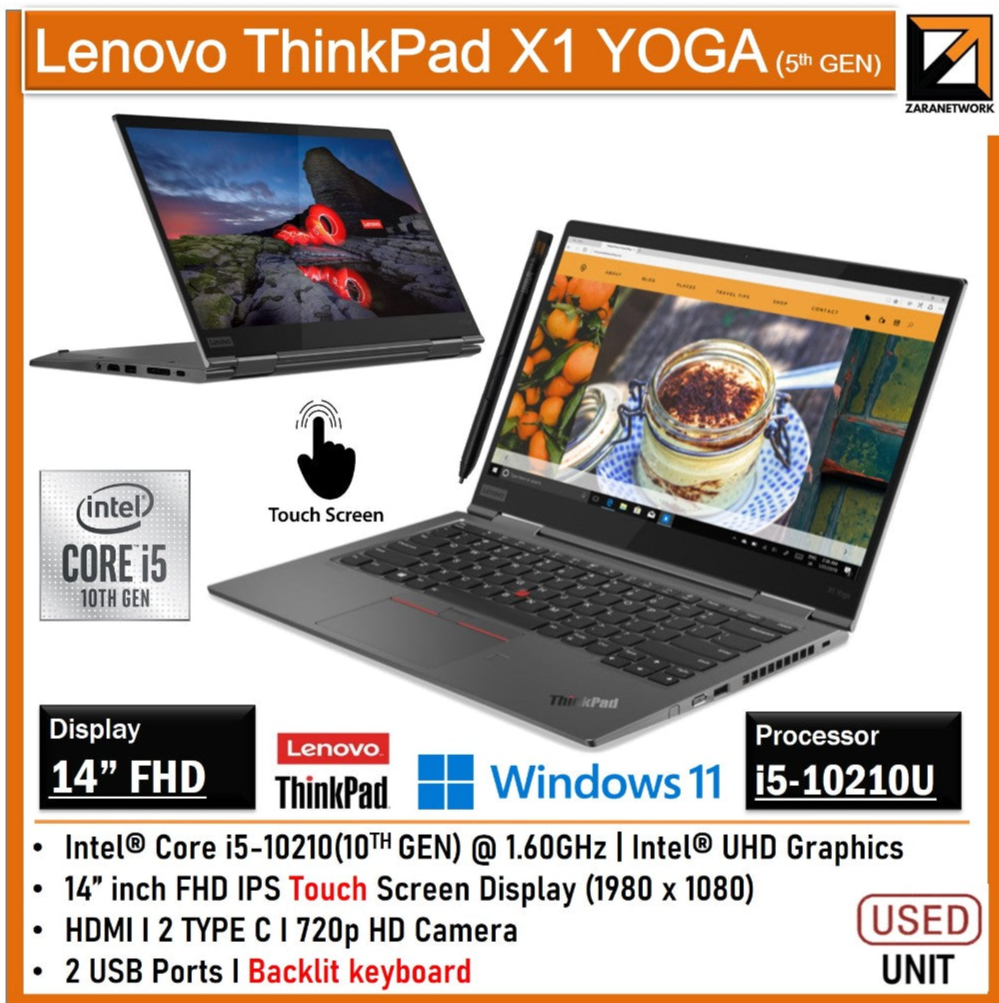 LENOVO THINKPAD X1 YOGA i7-10610U (5TH GEN) 14''FHD TOUCHSCREEN UPTO 1TB SSD WINDOW 11PRO