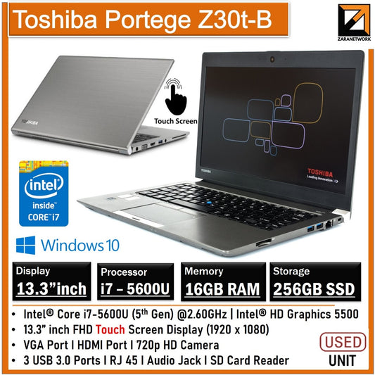 TOSHIBA PORTEGE Z30T-B  CORE i7-5600U(5TH GEN)13.3 INCH FHD TOUCHSCREEN(1920X1080)