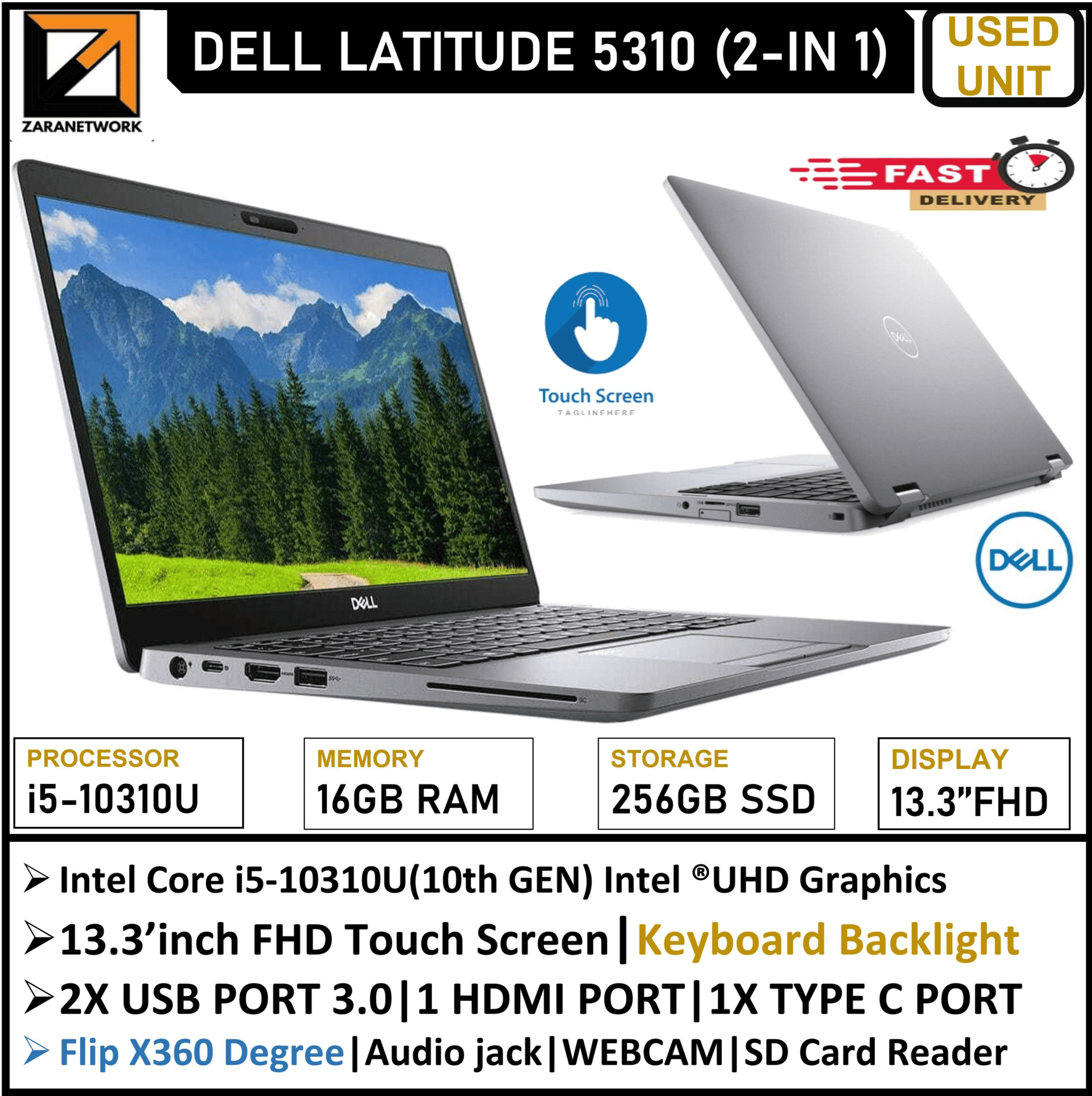 DELL LATITUDE 5310 (2-IN 1)CORE i5-10310U INCH FHD