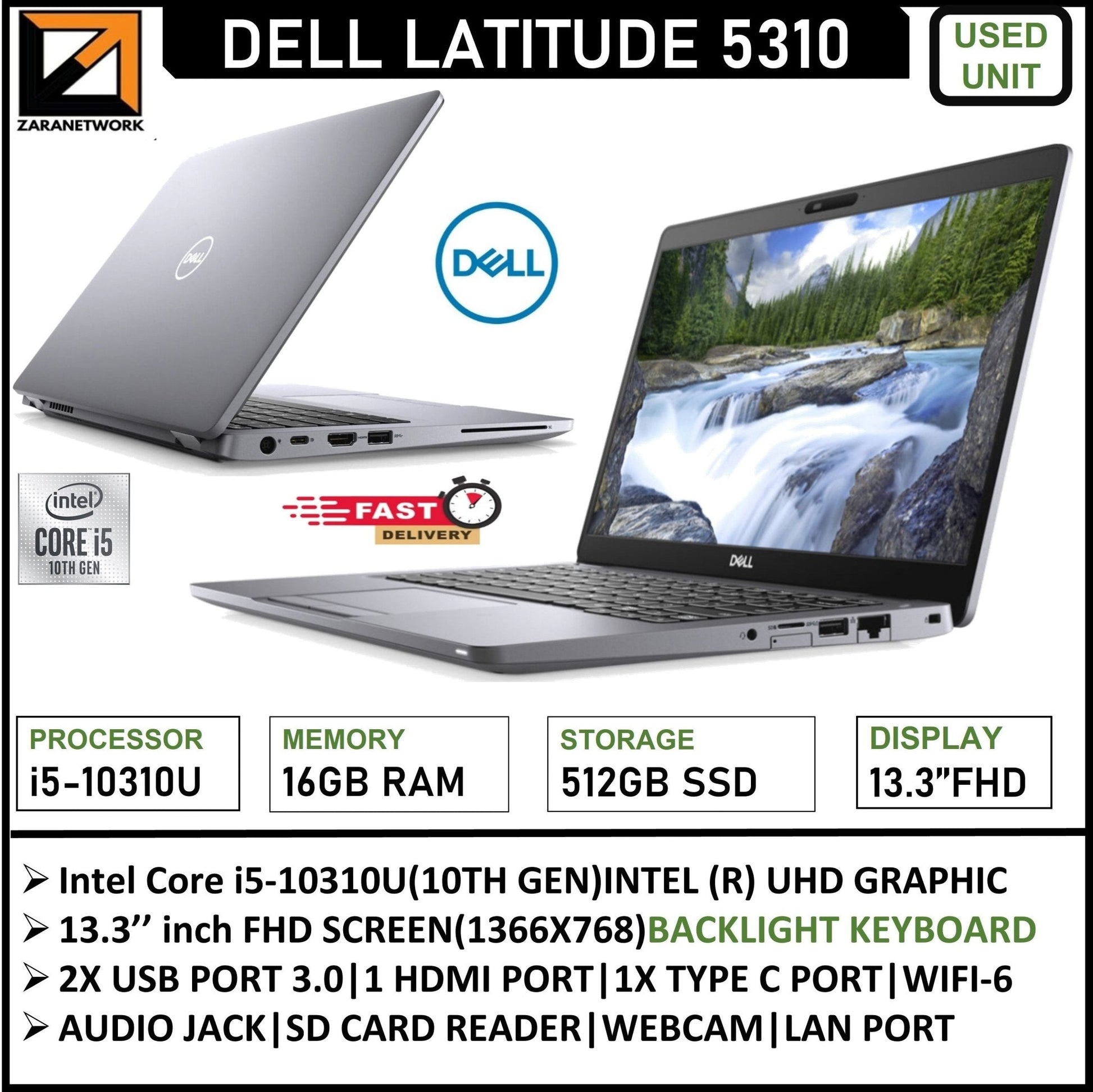 DELL LATITUDE CORE i5 - 10310U(10TH GEN)13.3 INCH FHD SCREEN 16GB RAM/512GB SSD WINDOWS 10/11PRO - My Store
