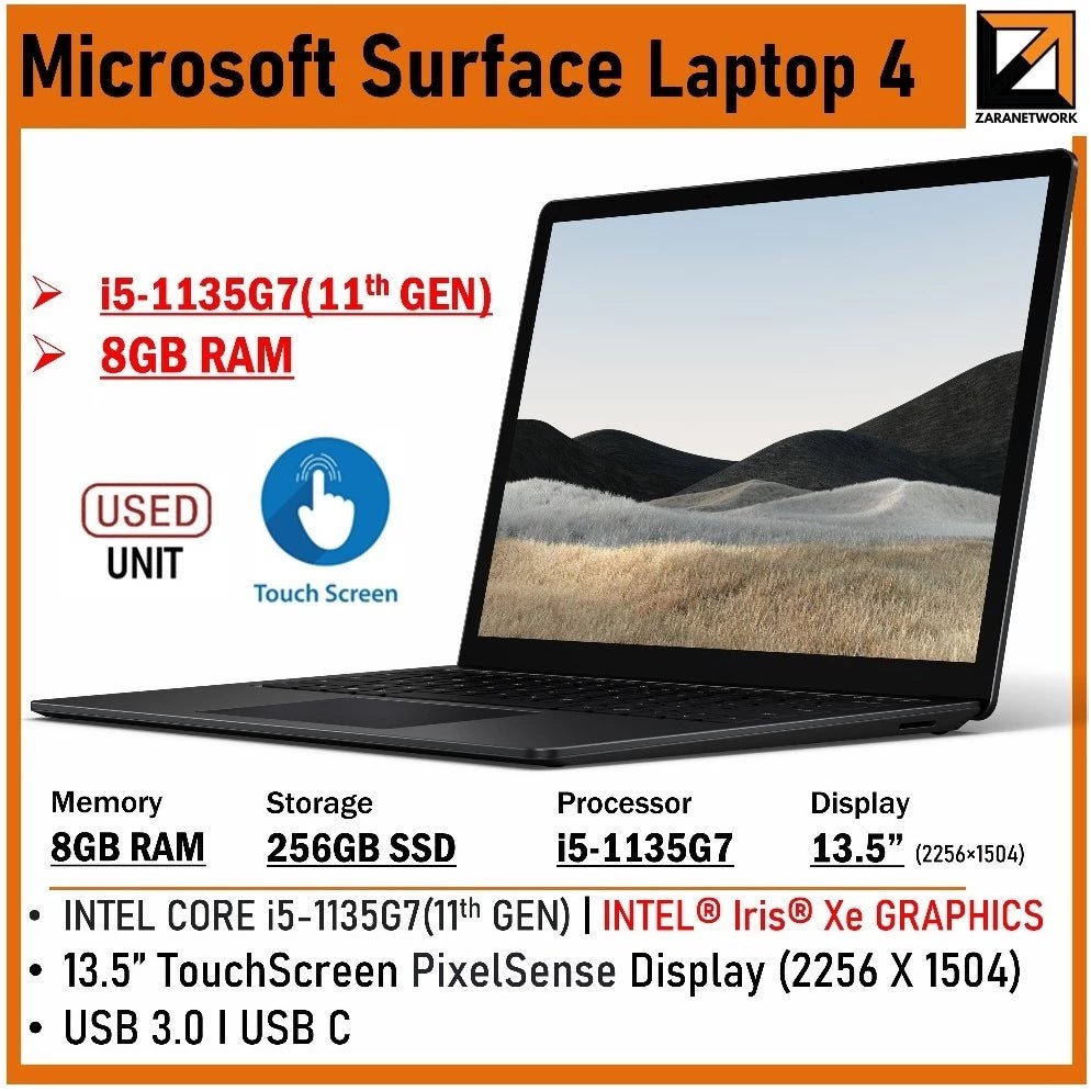 MICROSOFT SURFACE LAPTOP 4 i7-11GEN 16GB RAM 512GB SSD 13.5 FHD TOUCHSCREEN WINDOW 11PRO - Zaranet.my