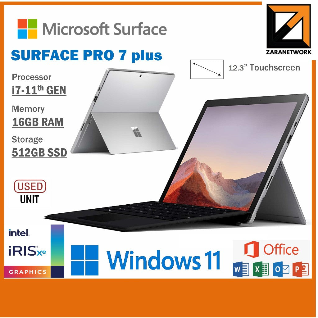 Proa7 Plus MICROSOFT SURFACE PRO 7 PLUS CORE i7,i5-11TH GEN 12.3'' TOUCHSCREEN ...