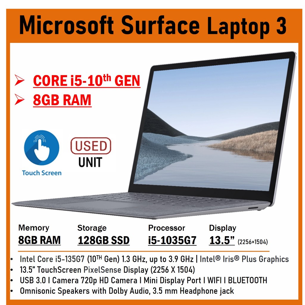 MICROSOFT SURFACE LAPTOP 3 CORE i710TH GEN 13.5 TOUCHSCREEN
