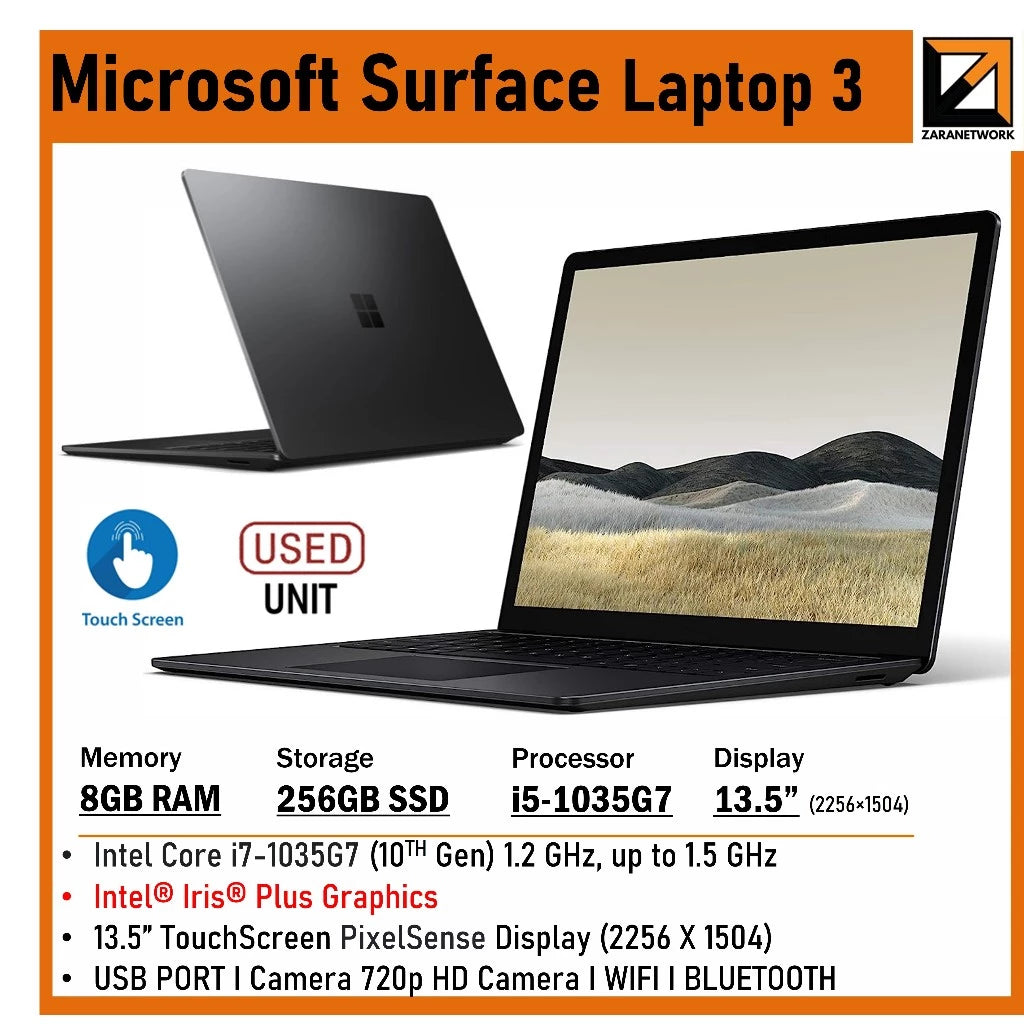MICROSOFT SURFACE LAPTOP 3 CORE i710TH GEN 13.5 TOUCHSCREEN